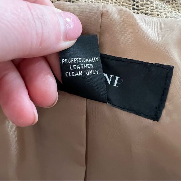 Stunning Alfani Python Snake Pattern 100% Leather Jacket Brown Large GUC - Picture 7 of 8
